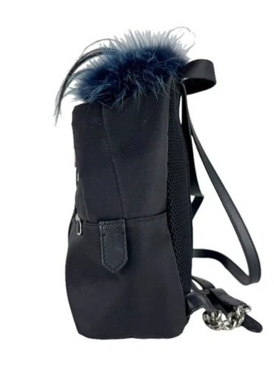 Auth FENDI ZAINO MINI Backpack Black Nylon/Fur/Silvertone - z9473 main image 14